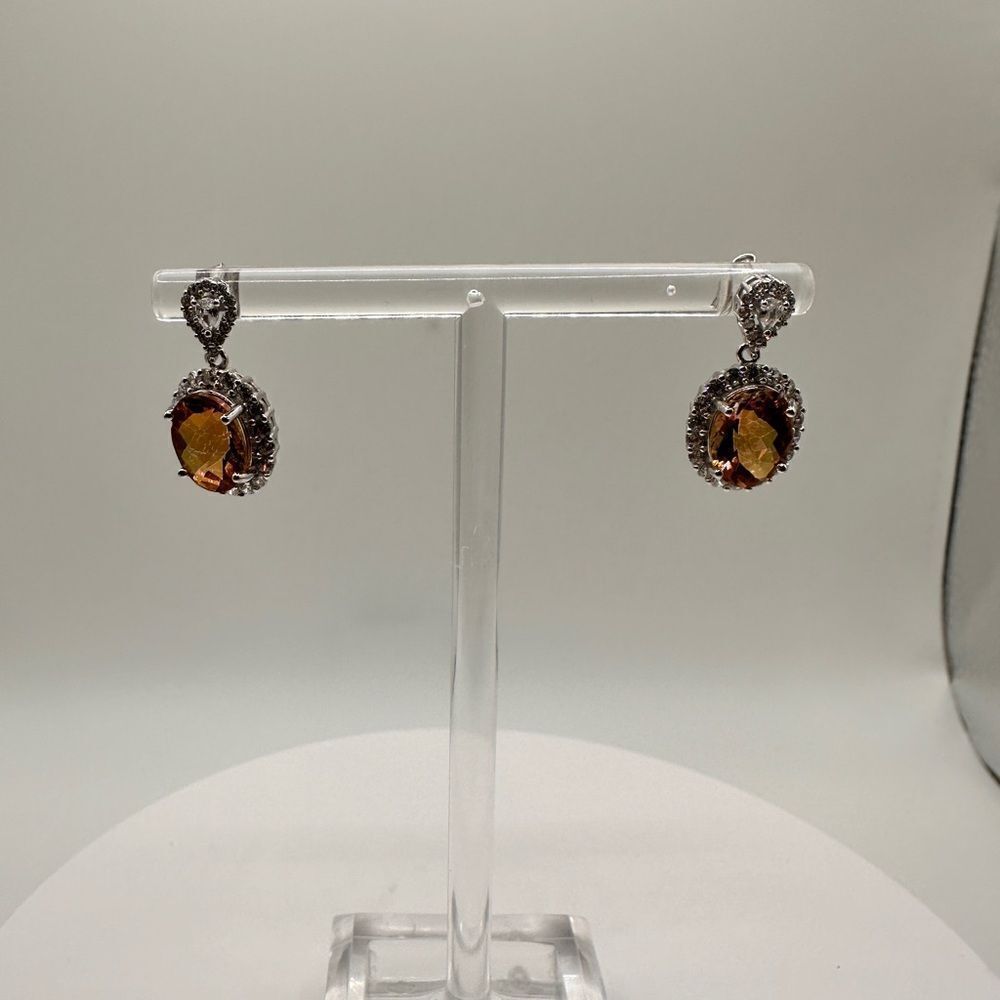 SALE! 5.8ctw mystic topaz,‎ cz accent diamonds and stamped .925 dangle earrings!